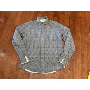 Fil Noir Shirt Mens Size 42 Geometric Long Sleeve Button Up Italy‎